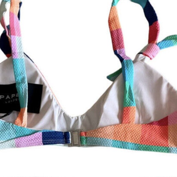 Paper London Lucia Bikini Top Tropical Check Size L NWT - Picture 4 of 5